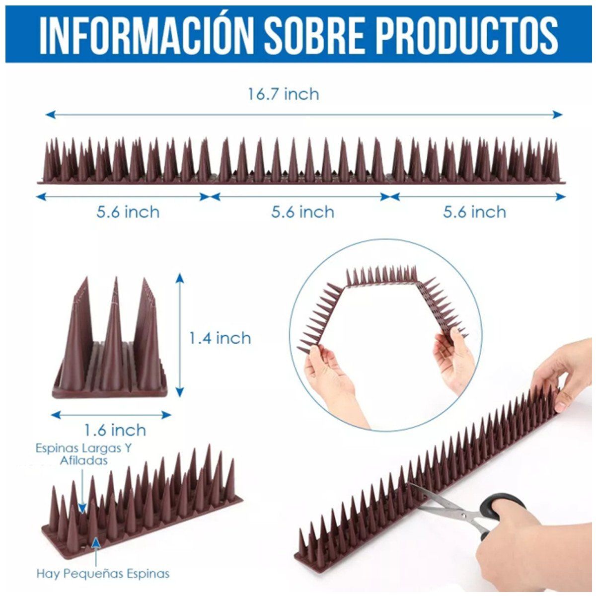 KUANGYE - 12pz Picos Anti Palomas Protección Bardas Para Pájaros Púas