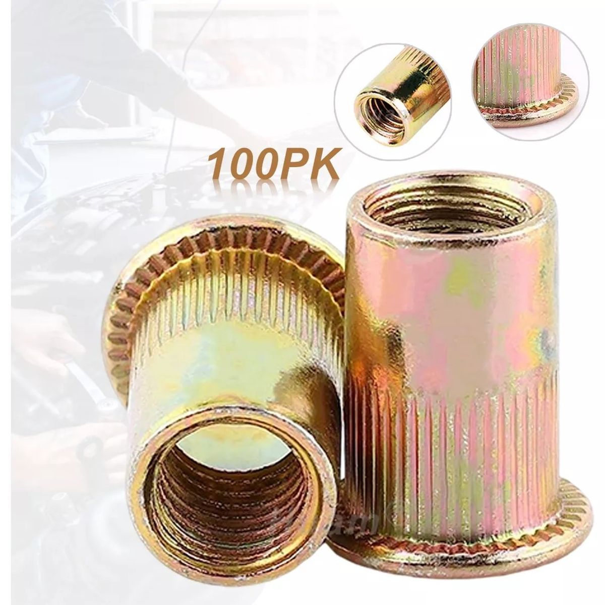 KUANGYE - 100 Tuercas Remachadas Hilo M6 Verticales De Acero Inoxidabl