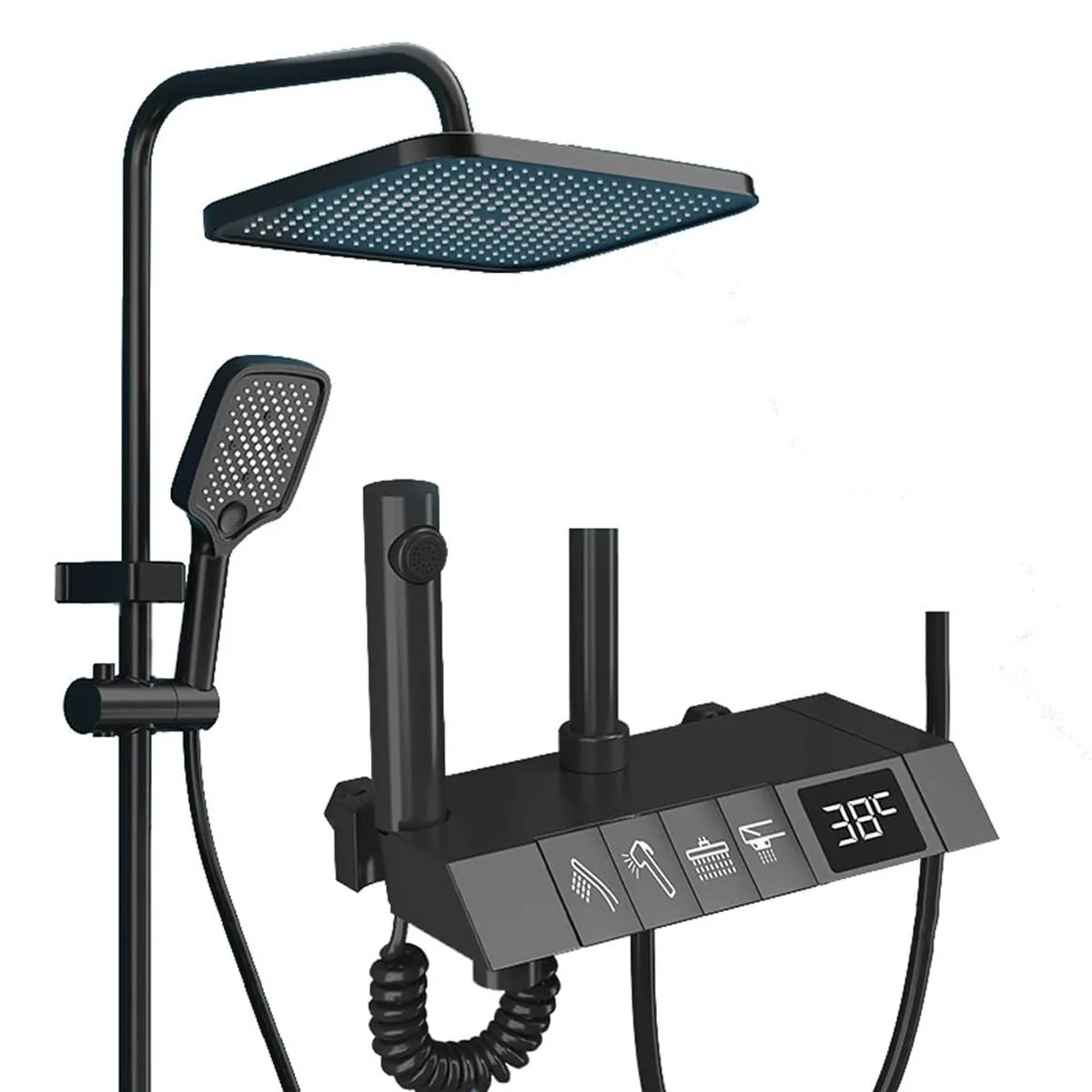 BITART - Ducha Columna Moderna 4 Funciones Llave Botones Digital Negro…