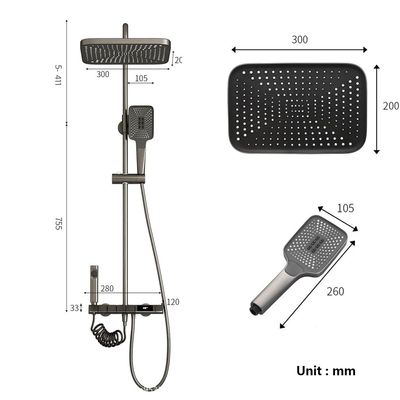 Imagen 2 del producto Ducha Columna Moderna 4 Funciones Llave Botones Digital Negro…