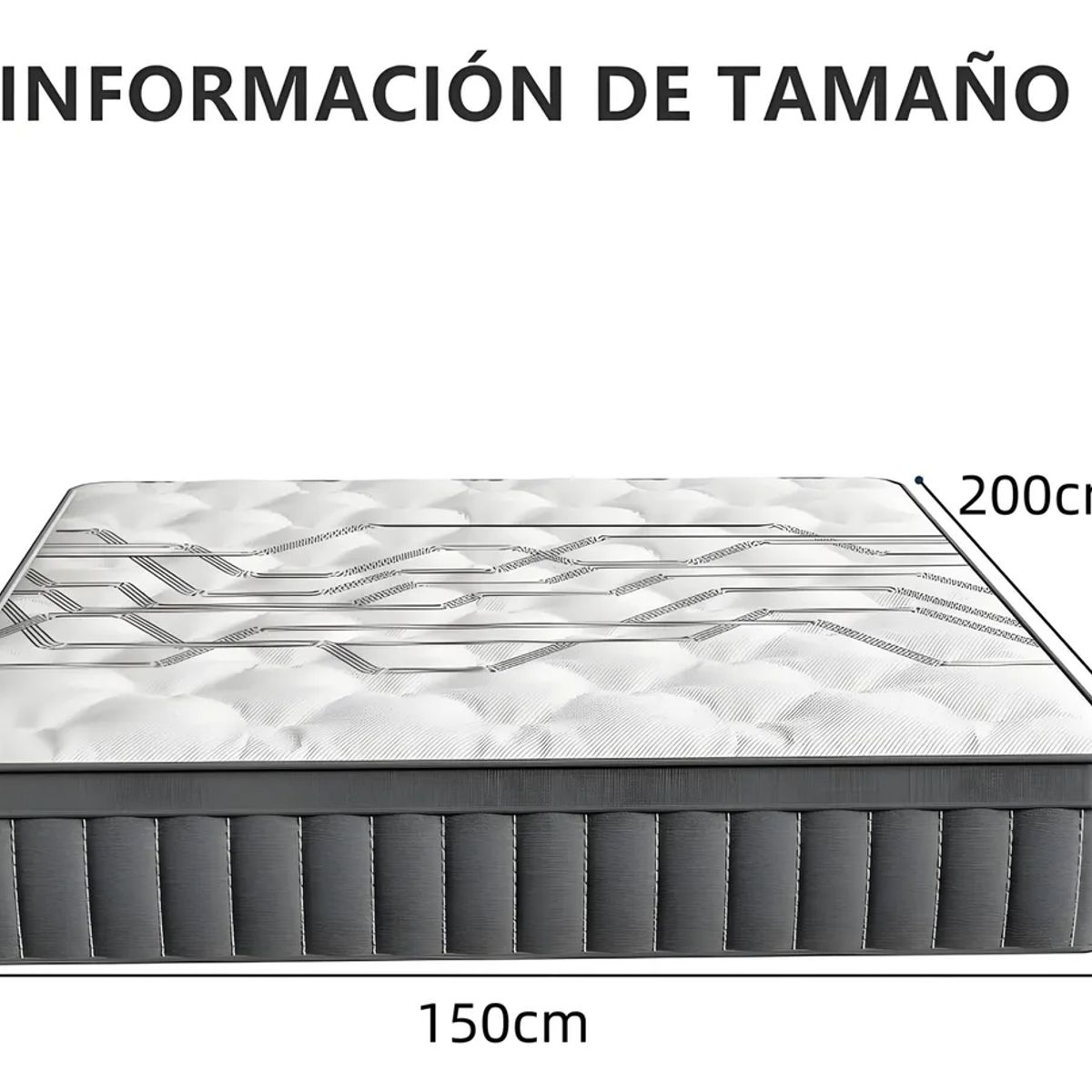 YOMYM - Colchón Premium King Size Upright 3 Caras Blanco Roto 150×200×27cm-