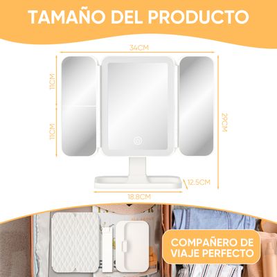 Imagen 2 del producto Espejo Para Maquillaje Aumentos 2x 3x Luz Led