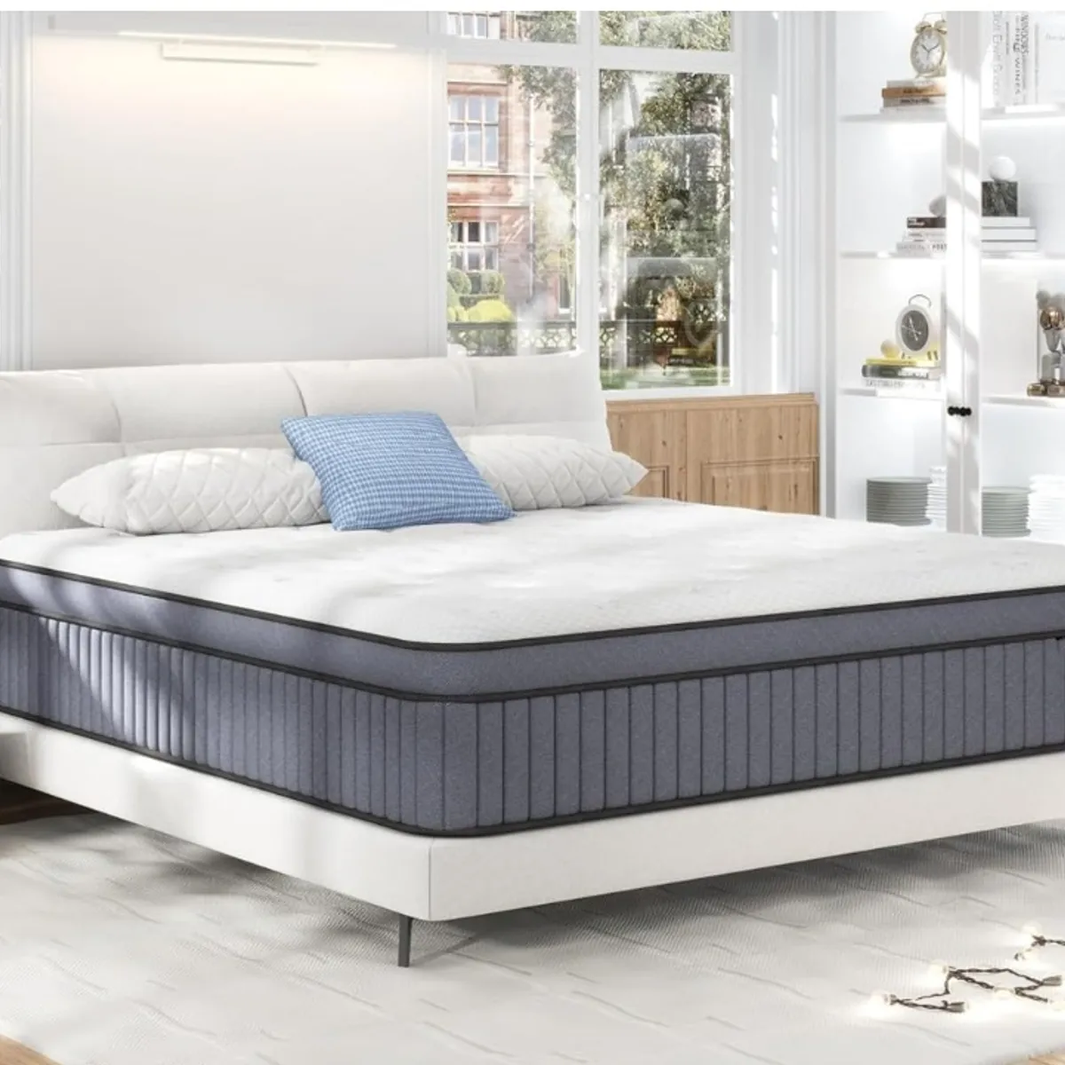 YOMYM - Colchón Premium King Size Upright 3 Caras Blanco Roto 180×200×25cm-