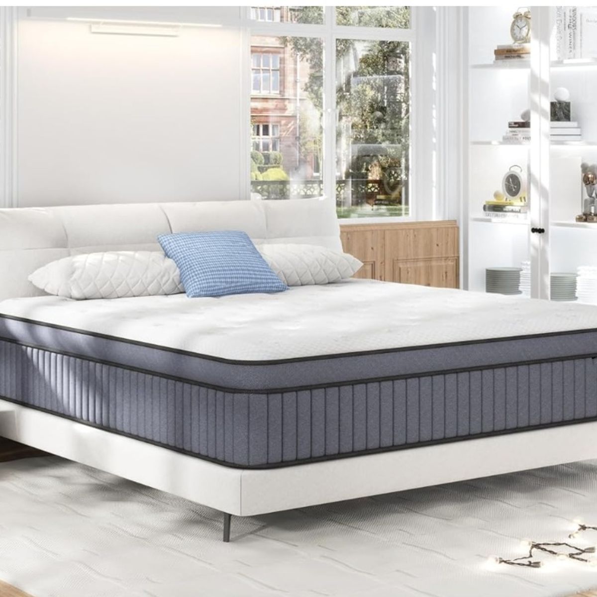 YOMYM - Colchón Premium King Size Upright 3 Caras Blanco Roto 180×200×27cm-