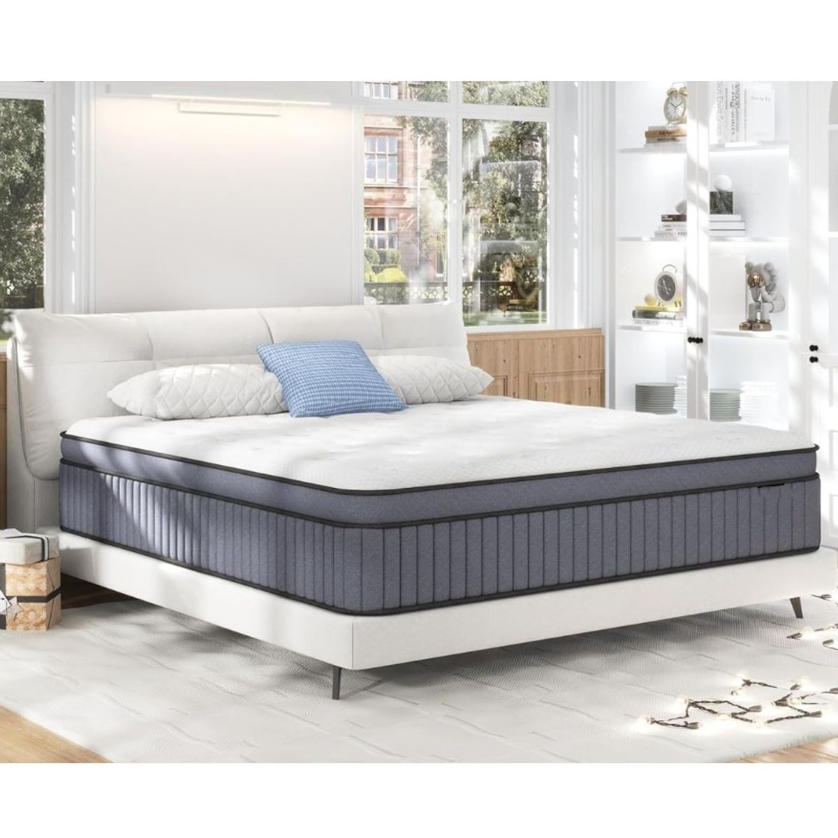 YOMYM - Colchón Premium King Size Upright 3 Caras Blanco Roto 180×200×27cm-