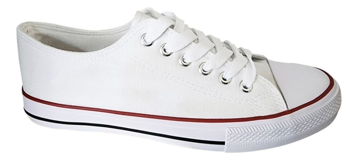 Zapatilla Urbana De Mujer Lona Clasica Blanca - 7074