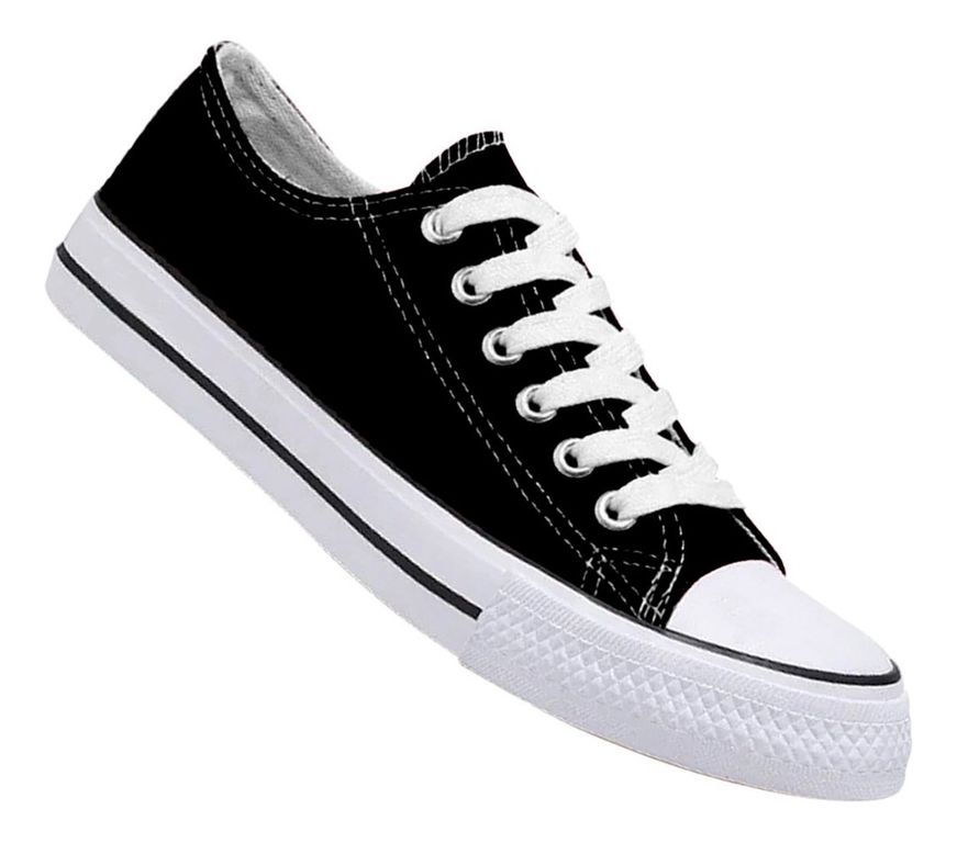 Zapatilla Urbana De Lona Unisex Negro y Blanco - 7089