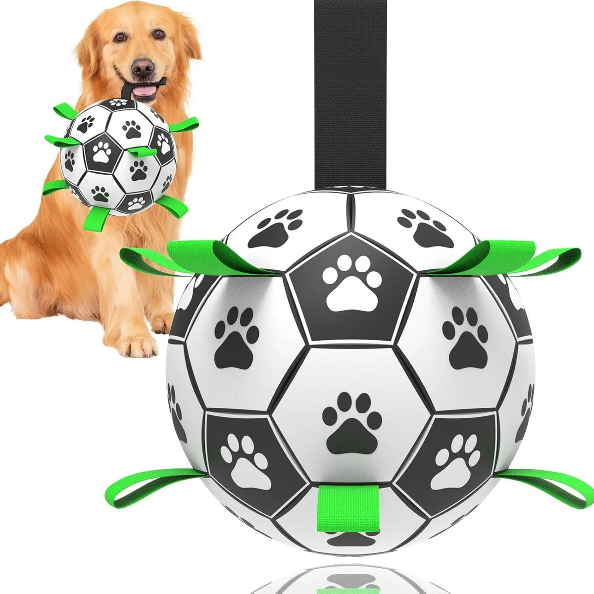 EVERSO - Pelota De Fútbol Para Perros Con Correas Juguete Interactiva
