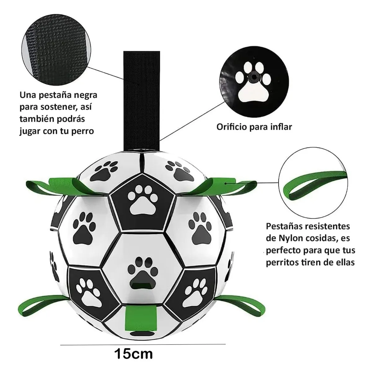 EVERSO - Pelota De Fútbol Para Perros Con Correas Juguete Interactiva