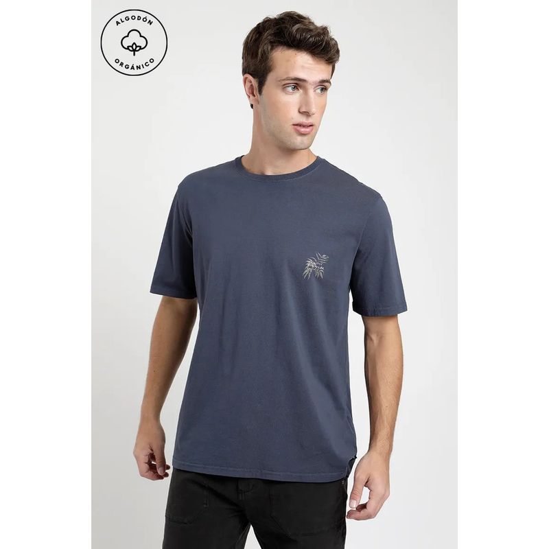 FROENS - Polera manga corta hombre Helechos azul - Algodón orgánico Froens