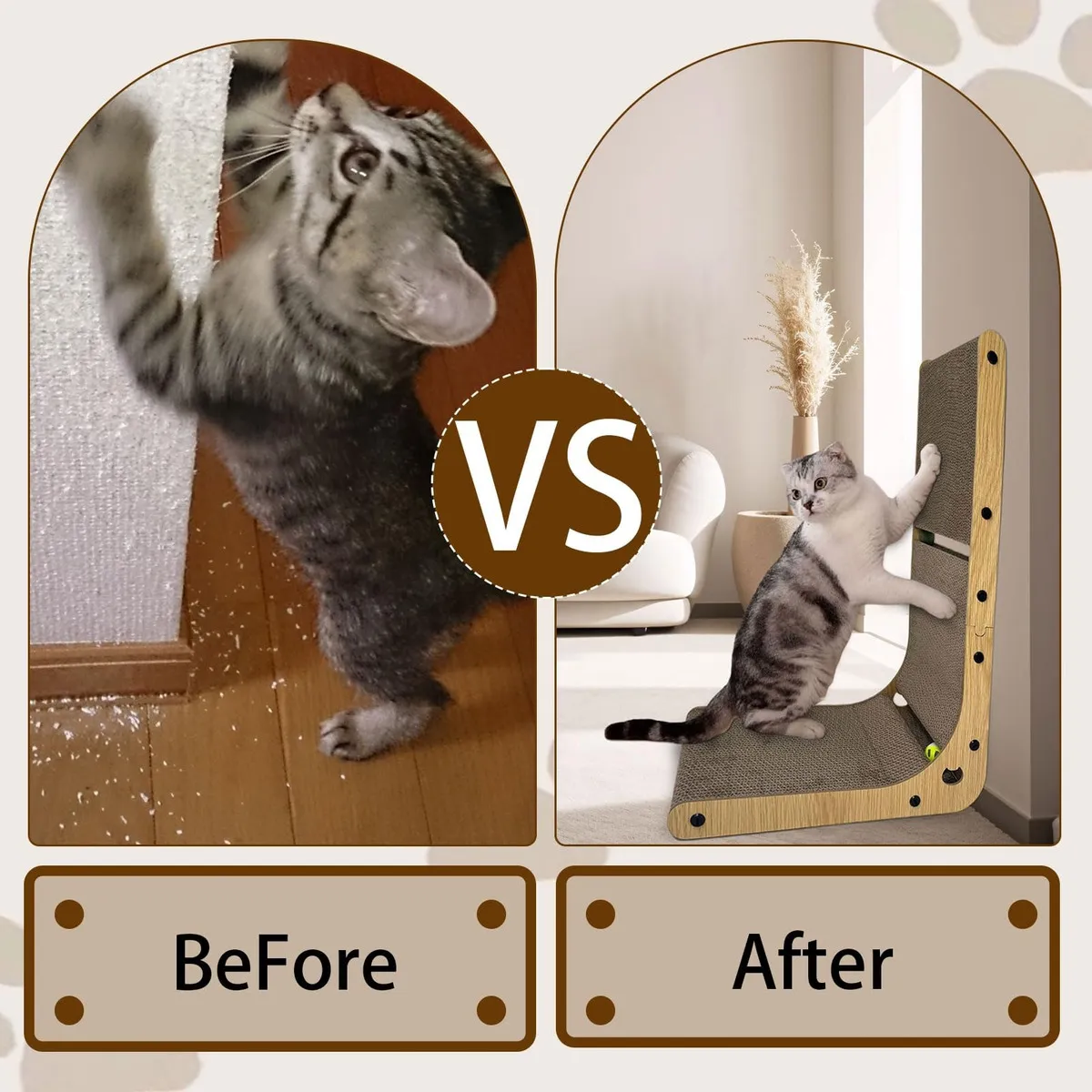 EVERSO - Rascador Vertical Diseño L De Cartón Corrugado Para Gatos