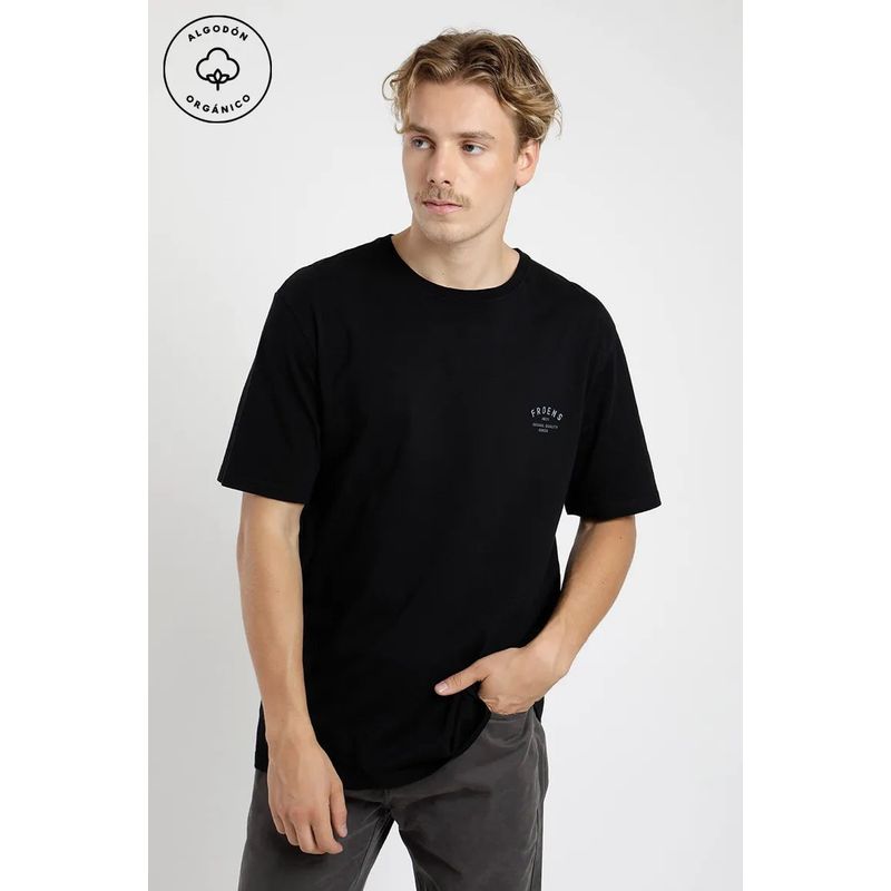 FROENS - Polera manga corta hombre Front text negro - Algodón orgánico Froens