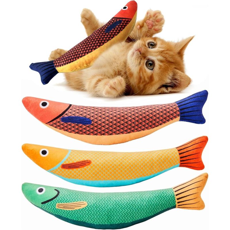 EVERSO - Pez Peluche Juguete Con Catnip Para Gato 24 Cm Saury Fish