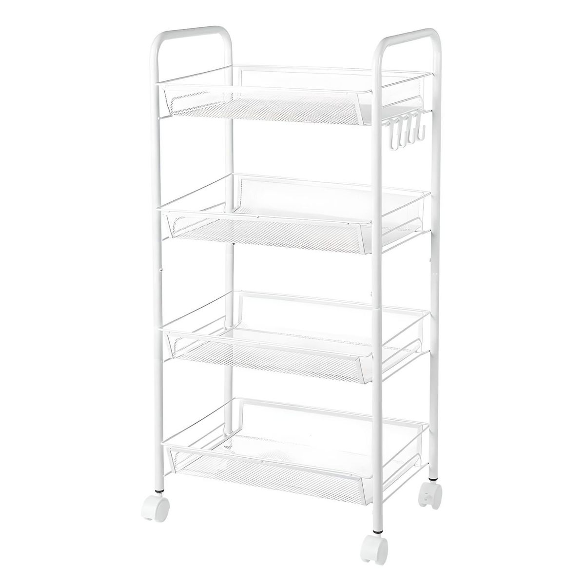 PROCHEF - Carro Organizador Multiuso Acero Blanco 4 Bandejas Removibles