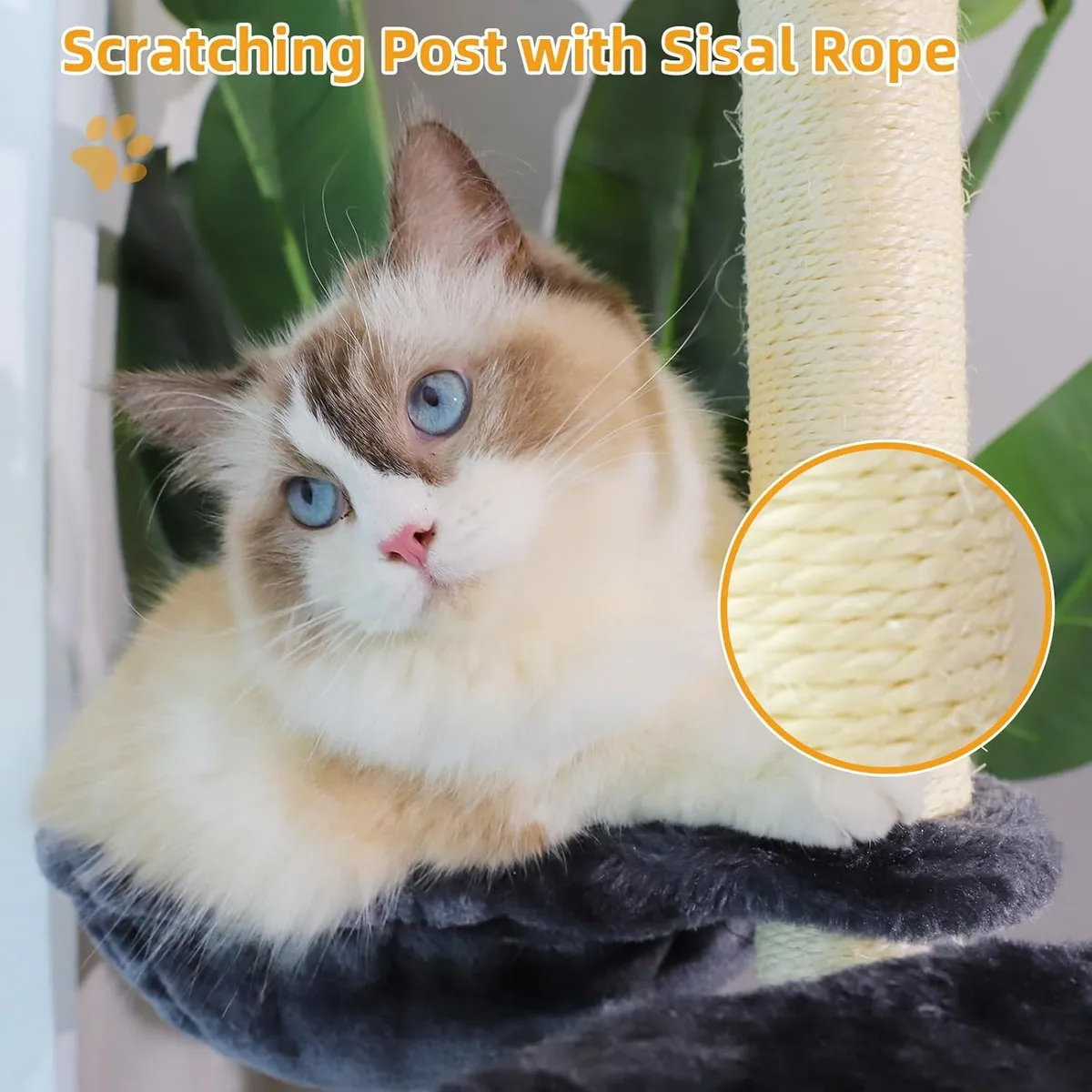 EVERSO - Torre Rascador Yute Arbol Para Gatos Pompones Escaler 138cm