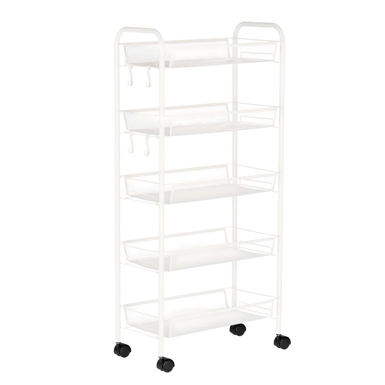 Carro Organizador Multiuso Acero Blanco 5 Bandejas Removibles
