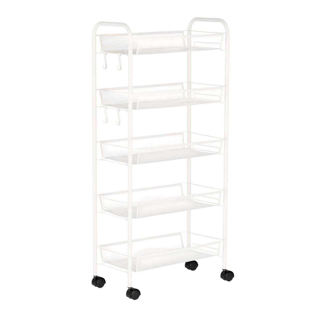 PROCHEF - Carro Organizador Multiuso Acero Blanco 5 Bandejas Removibles