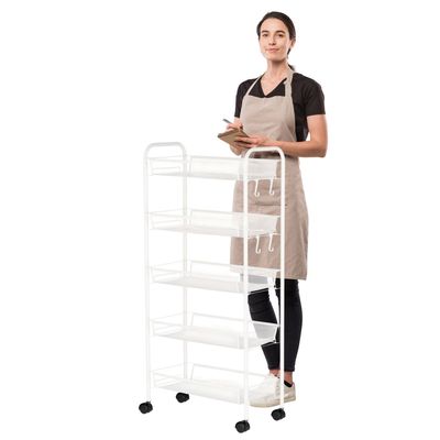 Imagen 2 del producto Carro Organizador Multiuso Acero Blanco 5 Bandejas Removibles