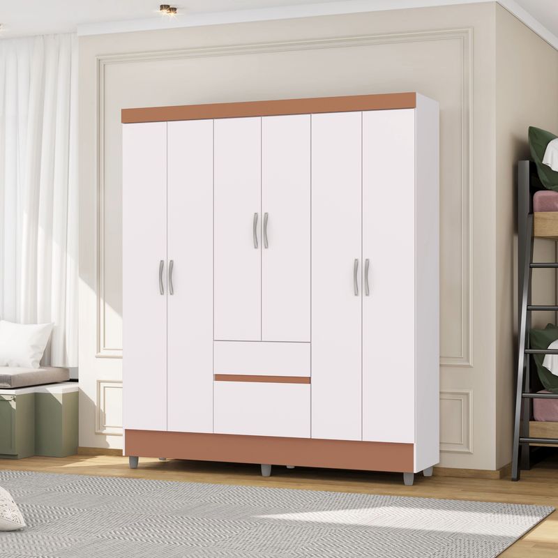 JDO & DESIGN - Closet 6 Puertas 2 Cajones Ideal Blanco/Camarín