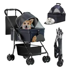 EVERSO - Coche Plegable Para Mascota Perros Gatos Con Cesta Extraíble