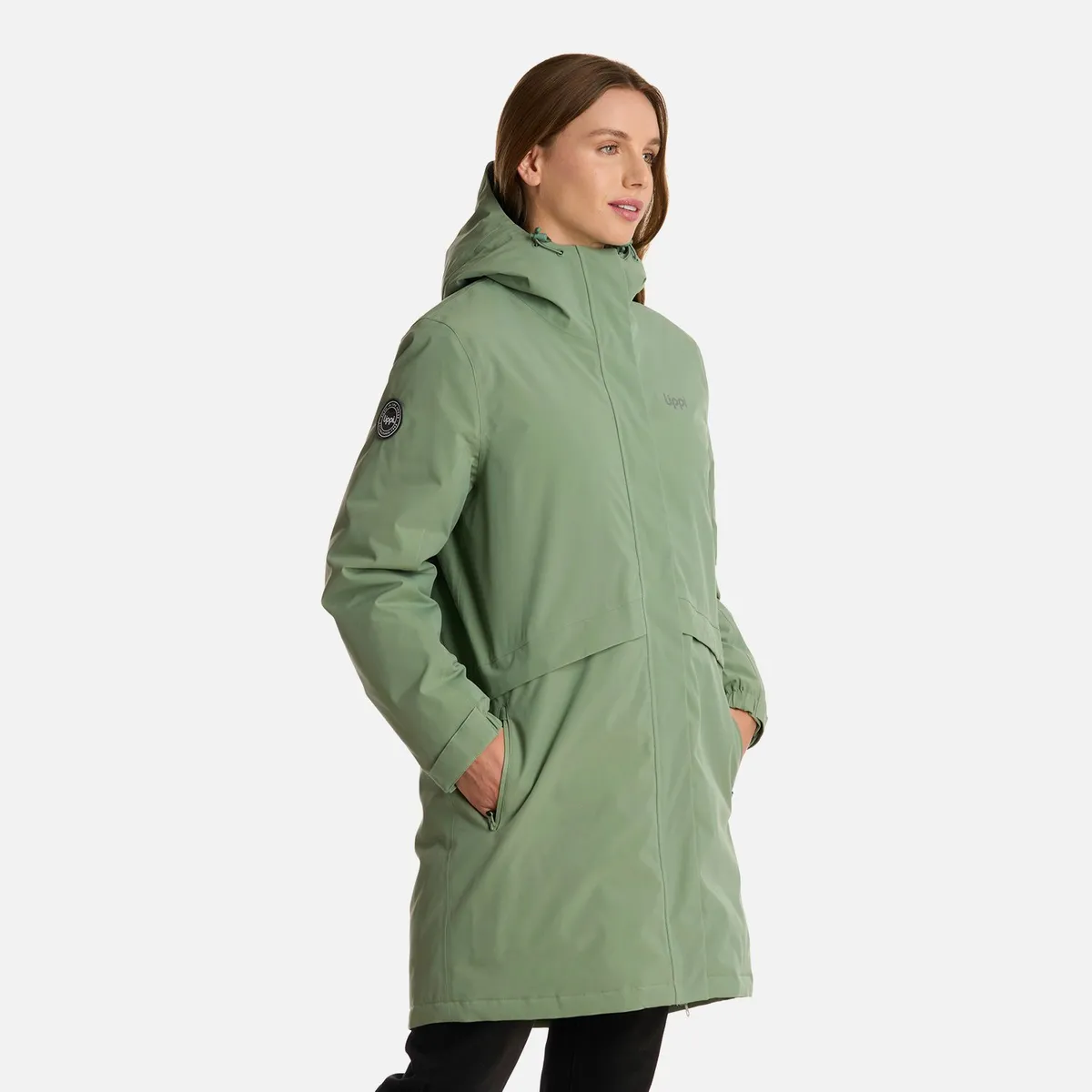 LIPPI - Chaqueta Mujer Mountains Live B-Dry Down Long Jacket Jade Oscuro Lippi