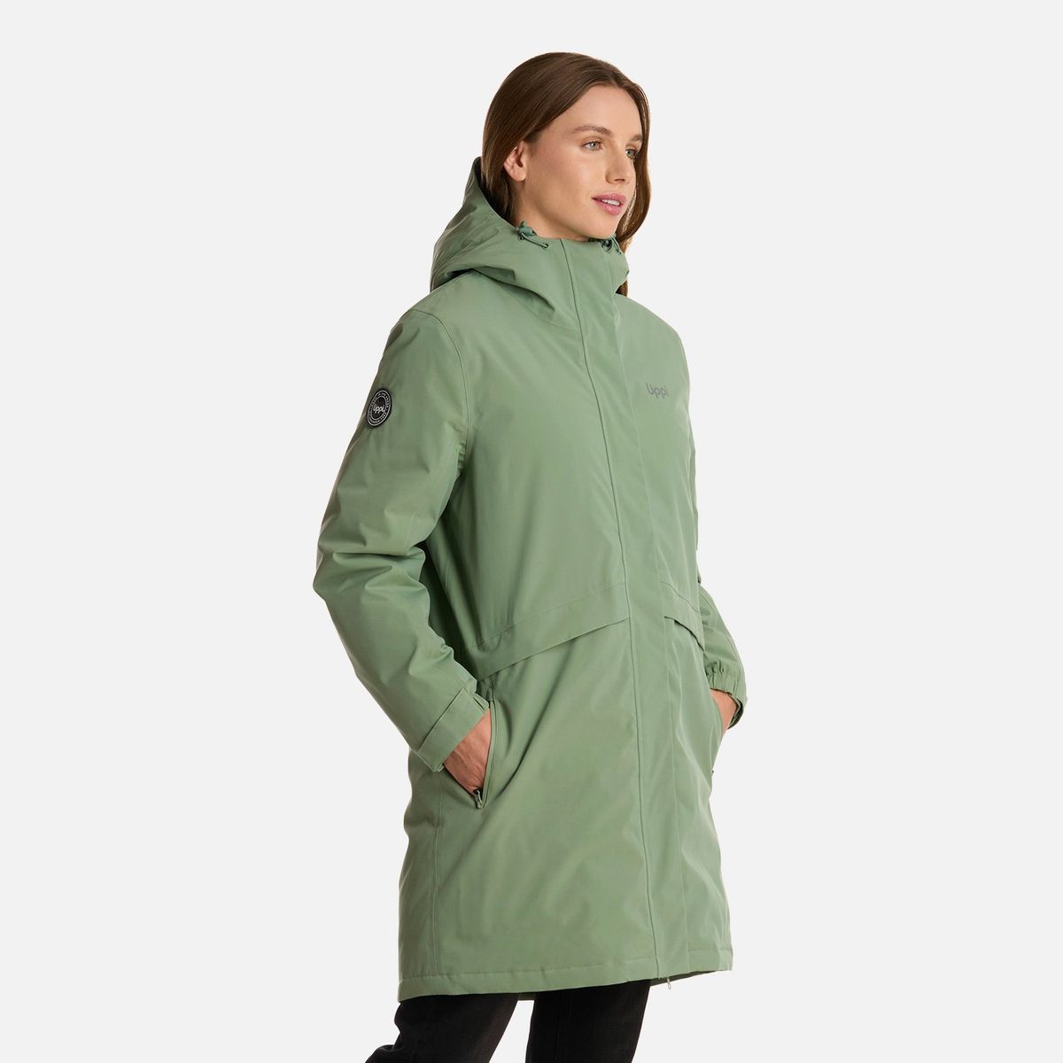 LIPPI - Chaqueta Mujer Mountains Live B-Dry Down Long Jacket Jade Oscuro Lippi