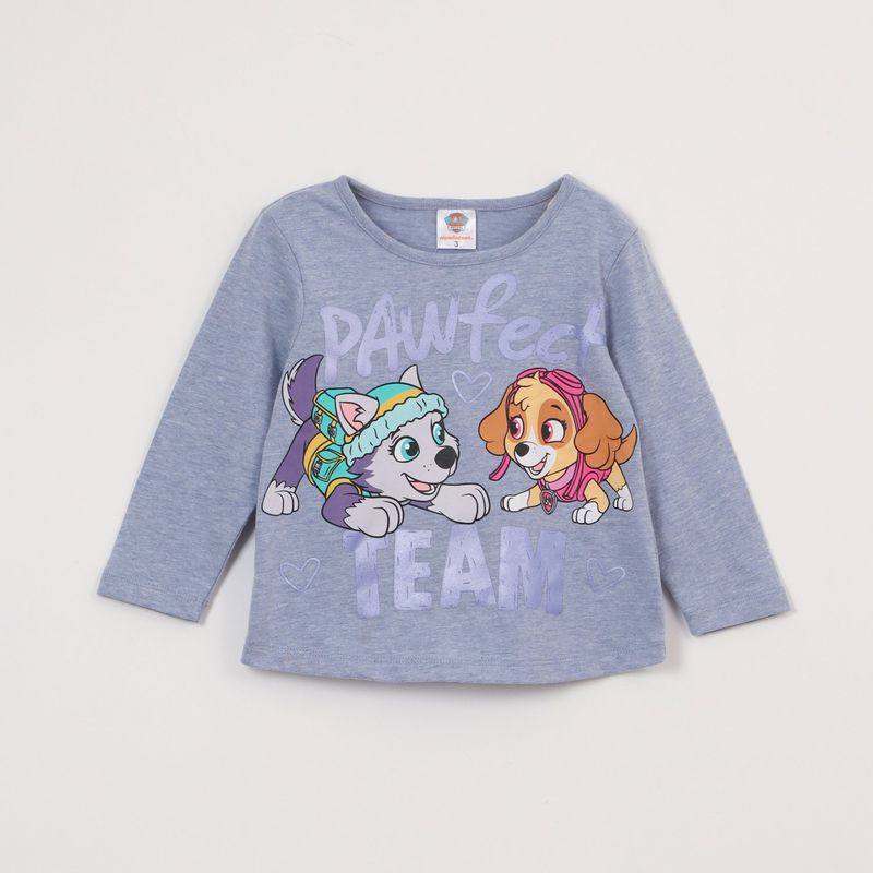 PAW PATROL - Polera Manga Larga Niña Pawfect Team Gris Paw Patrol