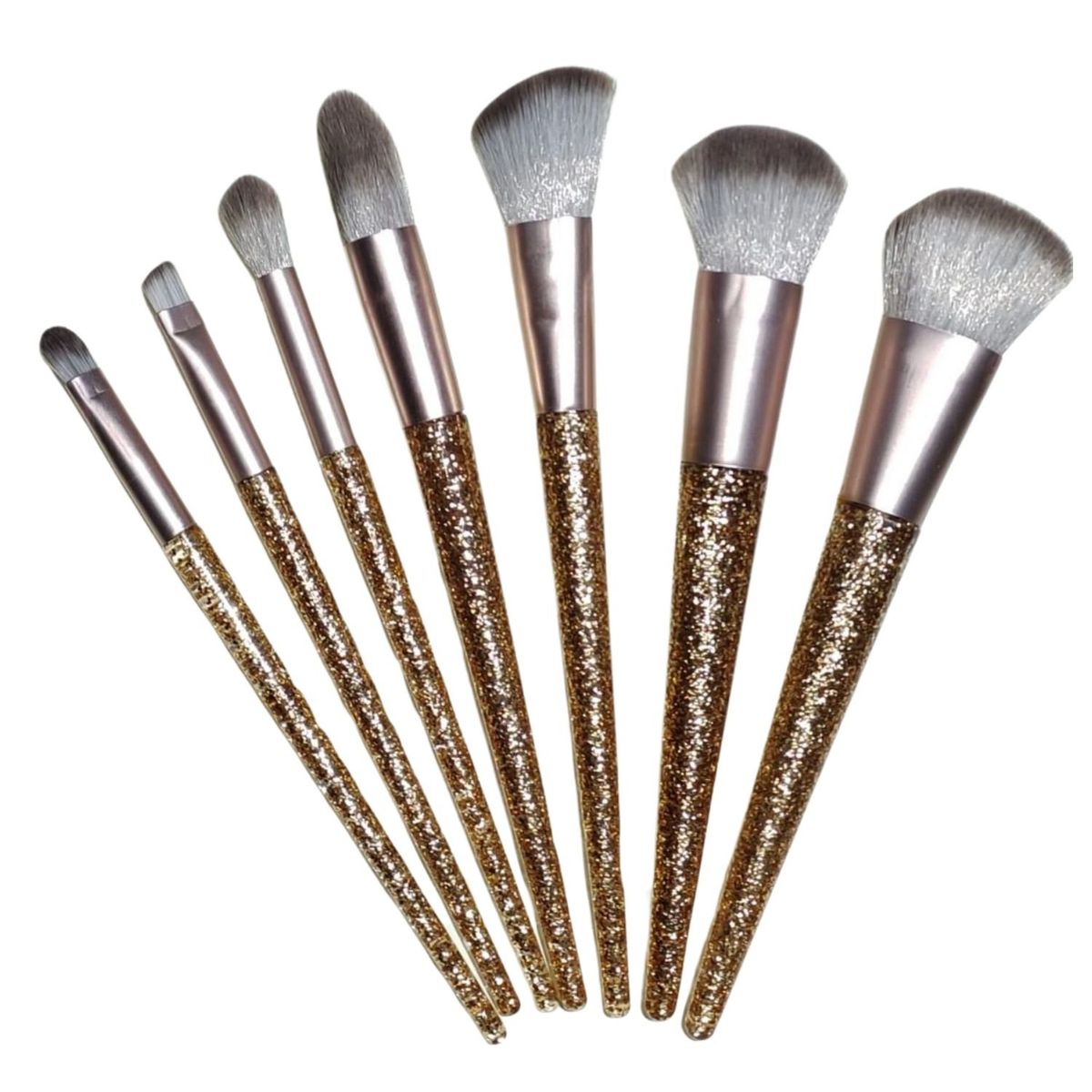 GENERICO - Set de 7 Brochas de Maquillaje Doradas