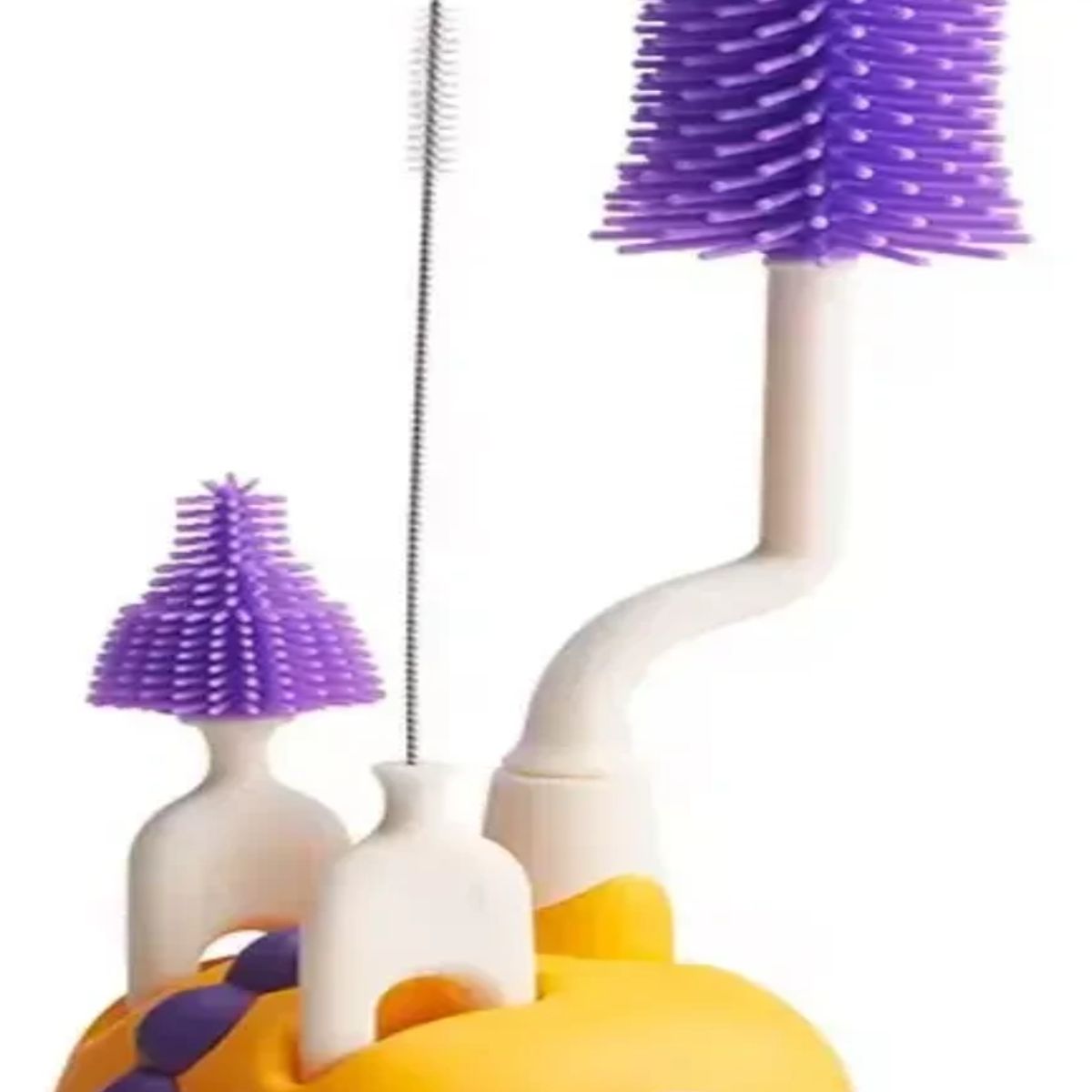GENERICO - Set Cepillo De Silicona Limpiadores Mamadera Con Escurridor