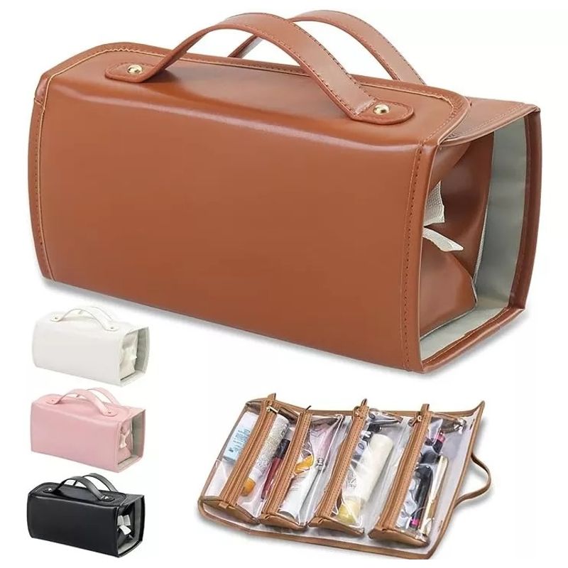 EVERSO - Neceser De Viaje Plegable 4 En 1 De Piel transparentes Impermeable