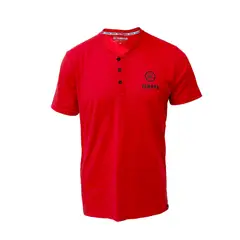 YAMAHA - Polera De Hombre Manga Corta Boton Rojo.-