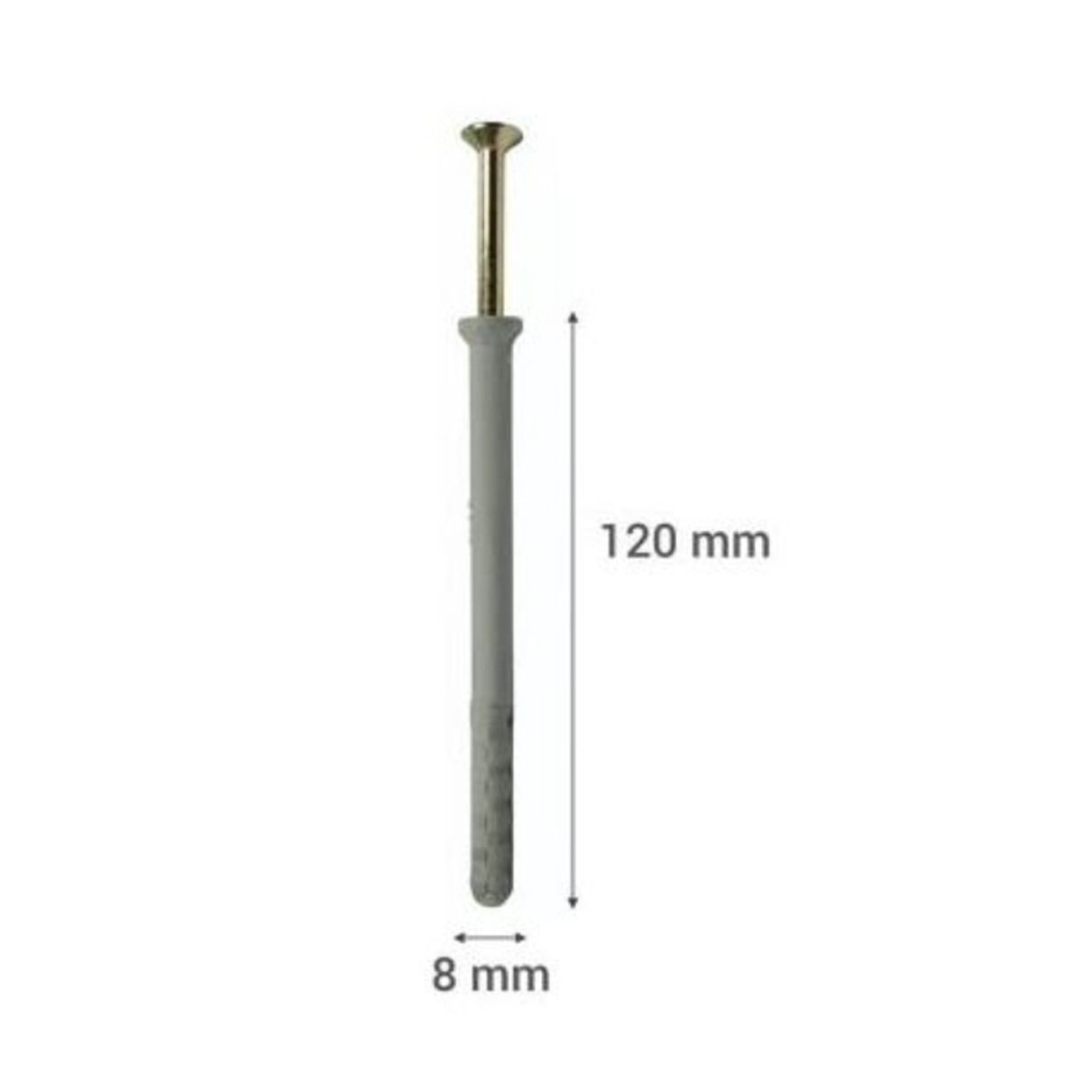 GENERICO - Tarugo Clavo Tornillo Punta Cruz 8x120 mm 50 unds