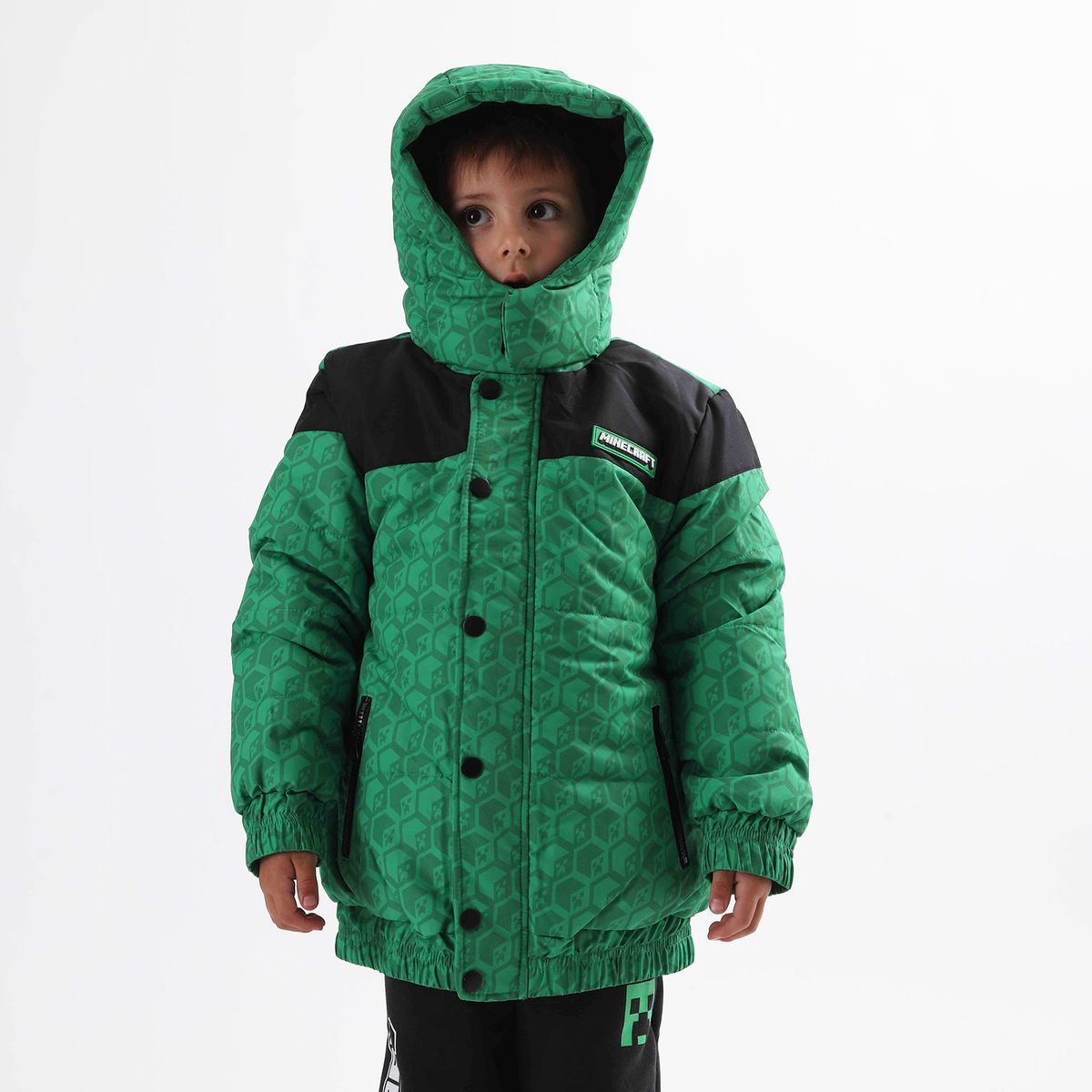 MINECRAFT - Parka Oficial Minecraft Estampado Creeper con Capucha - Niños 4-12 Años
