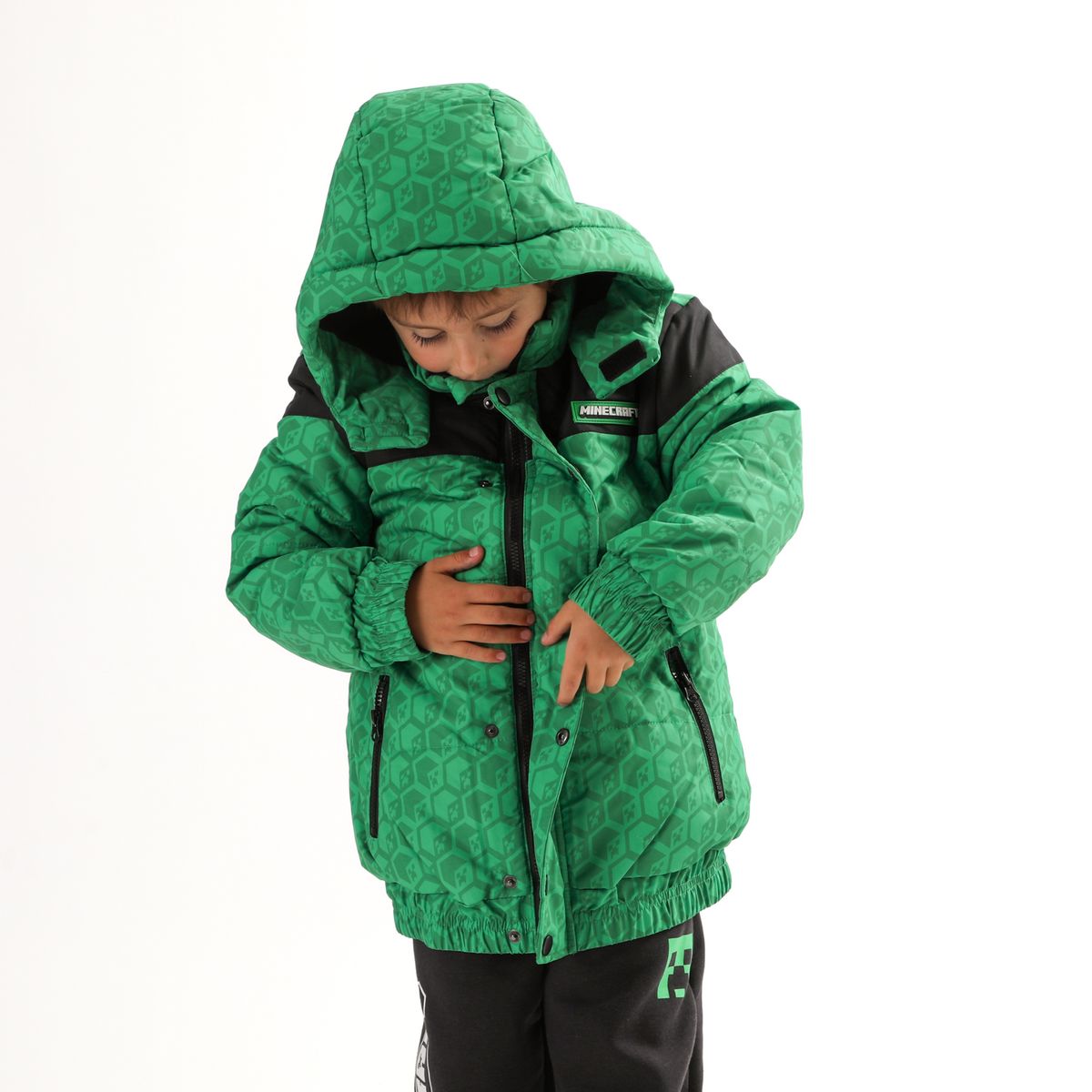 MINECRAFT - Parka Oficial Minecraft Estampado Creeper con Capucha - Niños 4-12 Años