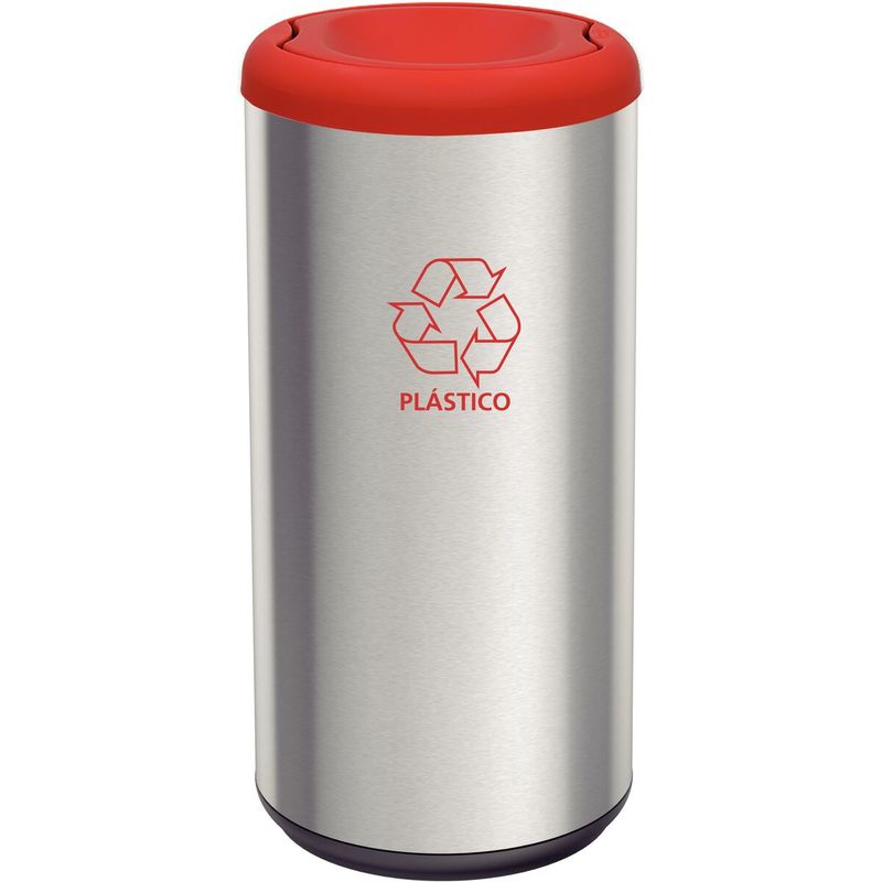 TRAMONTINA - Basurero en Acero con Tapa Vaivén Rojo 40L Tramontina Piemonte