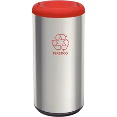TRAMONTINA - Basurero en Acero con Tapa Vaivén Rojo 40L Piemonte
