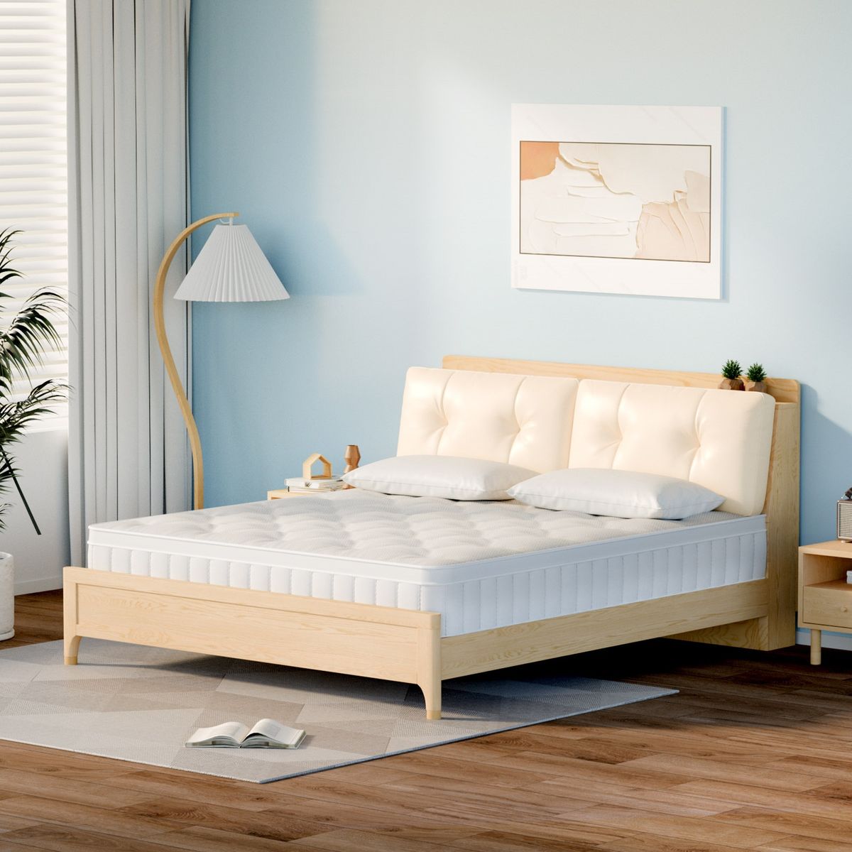 YOMYM - Colchón Premium King Size Upright 3 Caras Blanco 90×190×25cm-