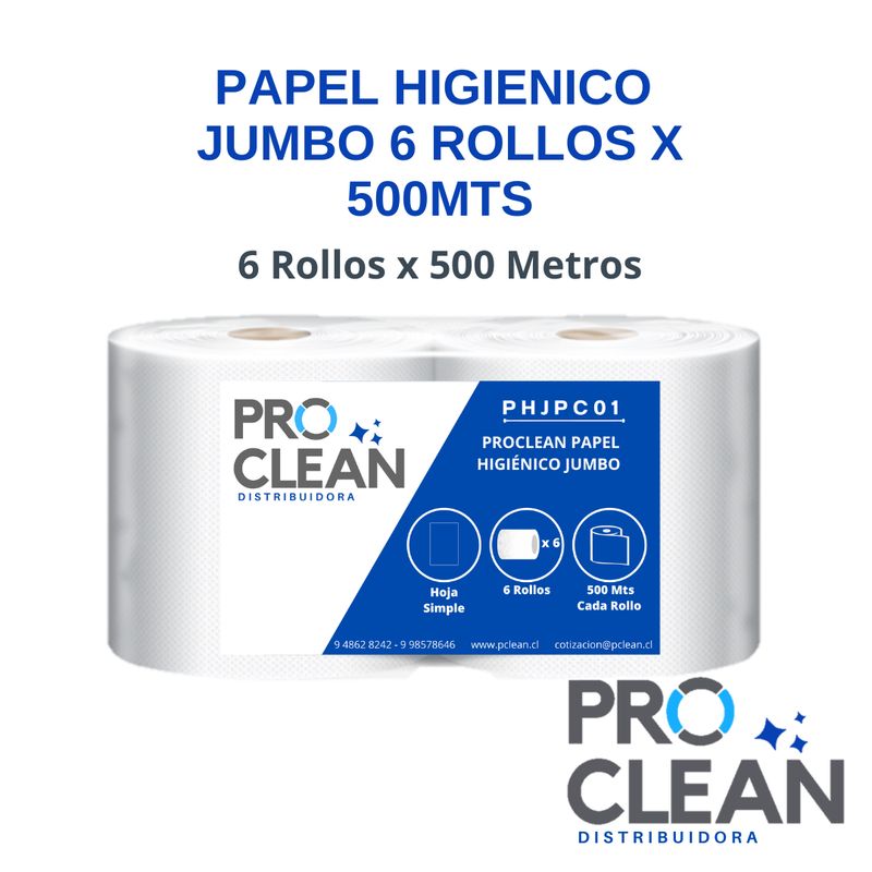 GENERICO - PAPEL HIGIENICO JUMBO SIMPLE 6 ROLL X 500 METROS