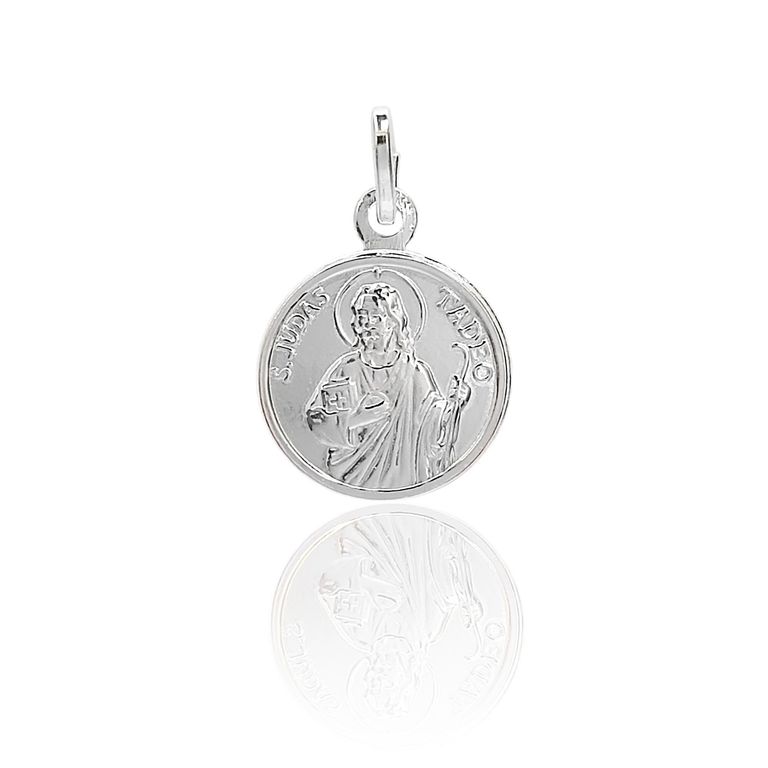 Colgante Medalla San Judas Tadeo 15mm Plata Fina 925 Plateado TALLA UNICA