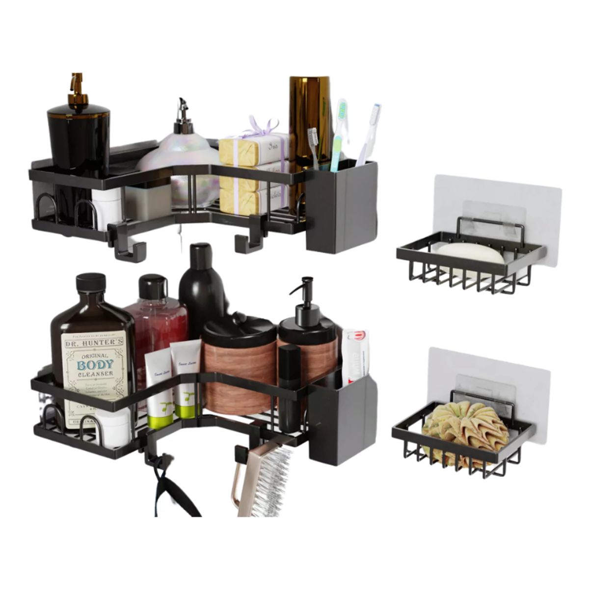 BELIDASHOP - Esquineros De Ducha Ganchos Porta Cepillos Jaboneras 6 Pzas