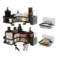 BELIDASHOP - Esquineros De Ducha Ganchos Porta Cepillos Jaboneras 6 Pzas