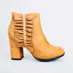 ZAPATOS Y ZAPATILLAS - Botin Media Caña Mujer Formal Taco Alto Camel 7320