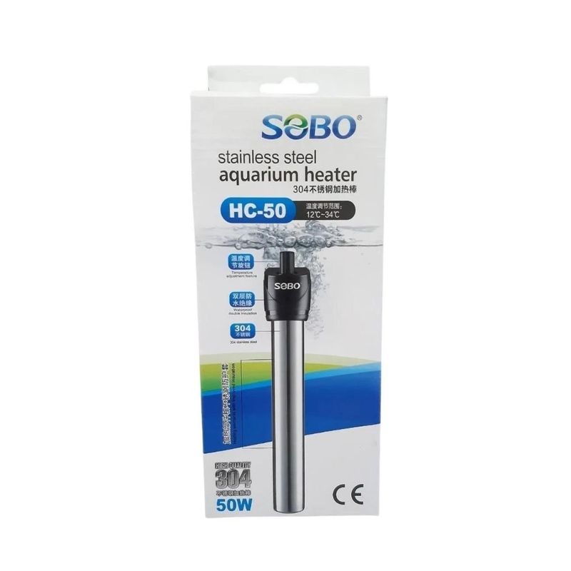 GENERICO - Calefactor de Acero Sobo 50W para Acuarios y Tortugueros