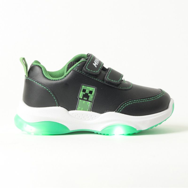 MINECRAFT - Zapatilla Con Luces Niño Standing Creeper Negro Minecraft