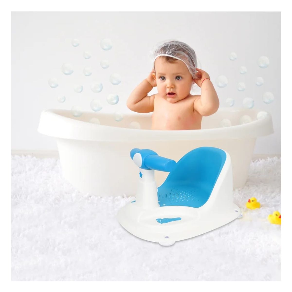 OEM - SILLA DE BAÑO PARA BEBE CON VENTOSA AZUL
