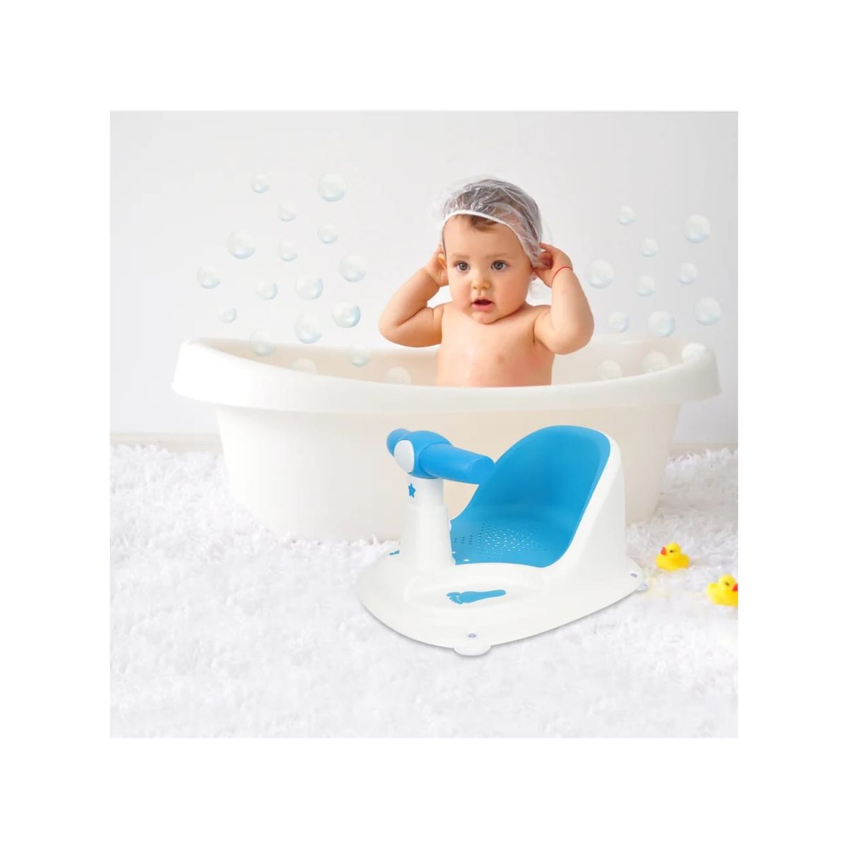 OEM - SILLA DE BAÑO PARA BEBE CON VENTOSA AZUL