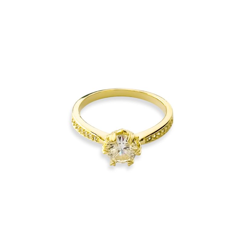 ANDREA COGGIOLA JOYAS - Anillo Solitario Circón 7mm Enchapado Oro 18K