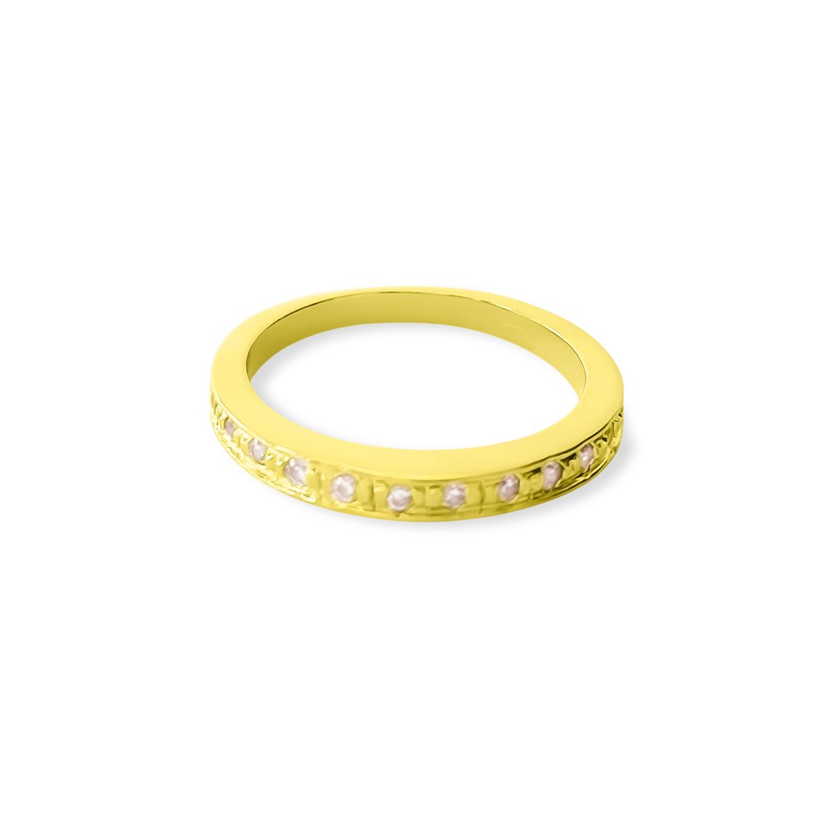 COGGIOLA - Anillo Medio Cintillo Circón Enchapado Oro 18K
