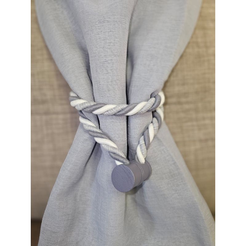 GENERICO - Sujetador de cortinas imantado - Accesorio Trenza Gris y Blanco 1 Un