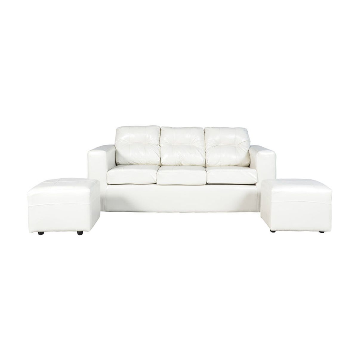 JDO & DESIGN - Sofá Nize 3 Cuerpos + 2 Pouf PU Beige